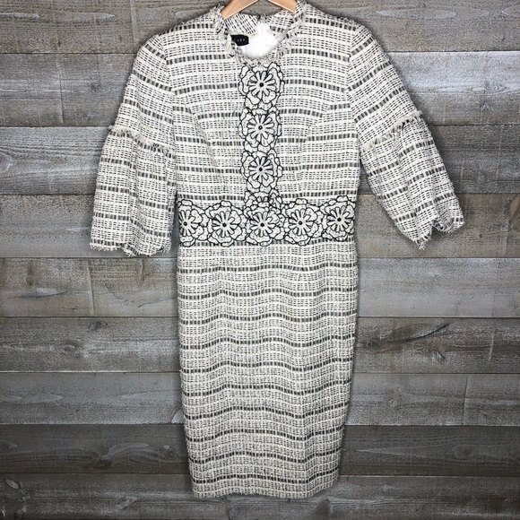 Frascara size 8 tweed midi office career floral dress - Picture 1 of 3